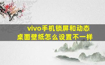 vivo手机锁屏和动态桌面壁纸怎么设置不一样