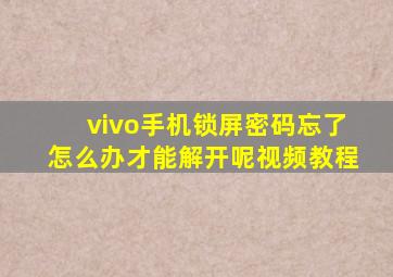 vivo手机锁屏密码忘了怎么办才能解开呢视频教程