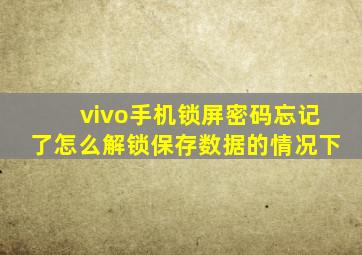 vivo手机锁屏密码忘记了怎么解锁保存数据的情况下