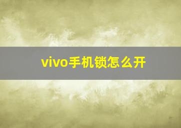 vivo手机锁怎么开