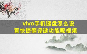 vivo手机键盘怎么设置快捷翻译键功能呢视频