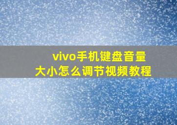 vivo手机键盘音量大小怎么调节视频教程