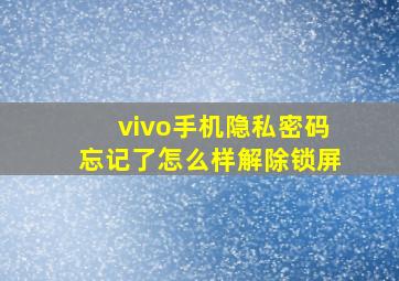 vivo手机隐私密码忘记了怎么样解除锁屏