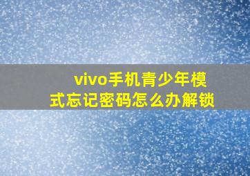 vivo手机青少年模式忘记密码怎么办解锁