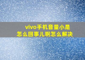 vivo手机音量小是怎么回事儿啊怎么解决