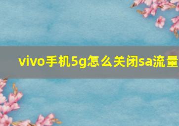 vivo手机5g怎么关闭sa流量