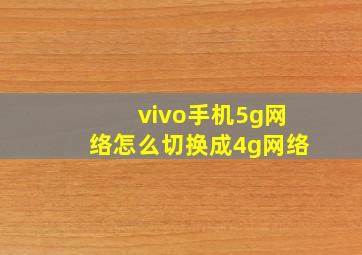 vivo手机5g网络怎么切换成4g网络