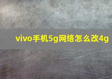 vivo手机5g网络怎么改4g