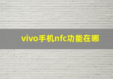 vivo手机nfc功能在哪