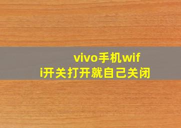 vivo手机wifi开关打开就自己关闭