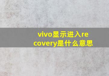 vivo显示进入recovery是什么意思