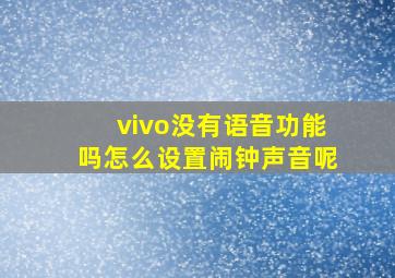 vivo没有语音功能吗怎么设置闹钟声音呢