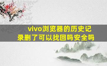 vivo浏览器的历史记录删了可以找回吗安全吗