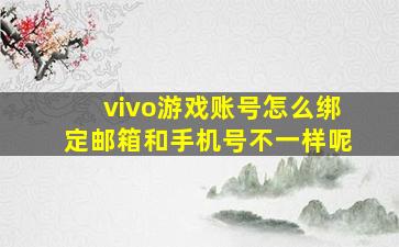 vivo游戏账号怎么绑定邮箱和手机号不一样呢