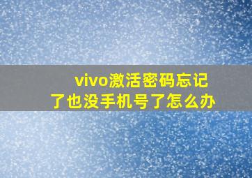 vivo激活密码忘记了也没手机号了怎么办