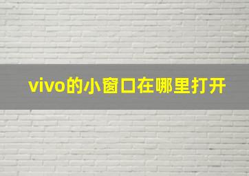 vivo的小窗口在哪里打开