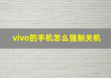 vivo的手机怎么强制关机