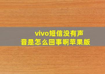 vivo短信没有声音是怎么回事啊苹果版