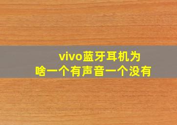 vivo蓝牙耳机为啥一个有声音一个没有