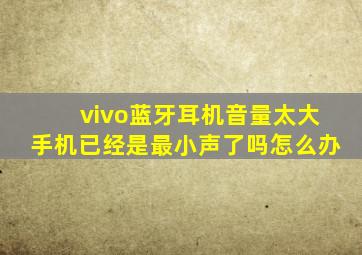 vivo蓝牙耳机音量太大手机已经是最小声了吗怎么办