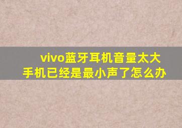 vivo蓝牙耳机音量太大手机已经是最小声了怎么办