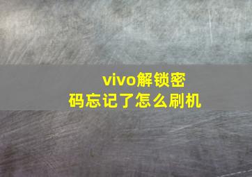 vivo解锁密码忘记了怎么刷机