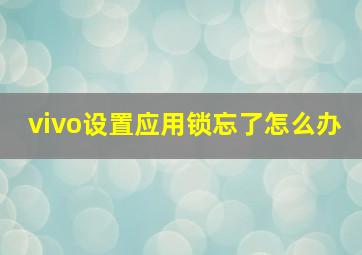 vivo设置应用锁忘了怎么办