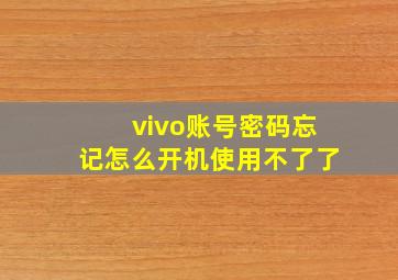 vivo账号密码忘记怎么开机使用不了了