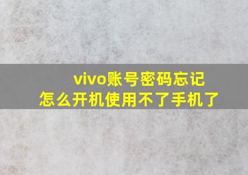 vivo账号密码忘记怎么开机使用不了手机了