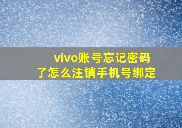 vivo账号忘记密码了怎么注销手机号绑定