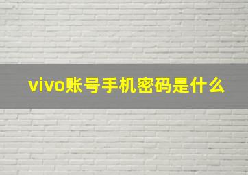 vivo账号手机密码是什么