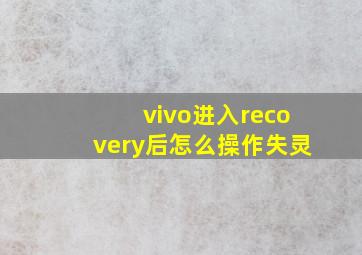 vivo进入recovery后怎么操作失灵