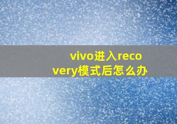 vivo进入recovery模式后怎么办