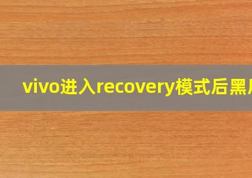 vivo进入recovery模式后黑屏