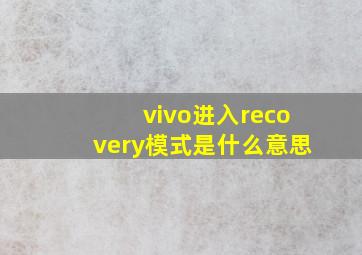 vivo进入recovery模式是什么意思