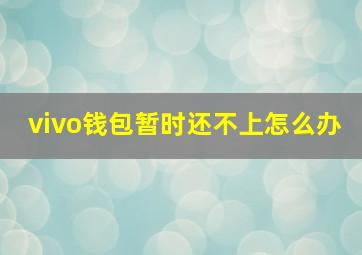 vivo钱包暂时还不上怎么办