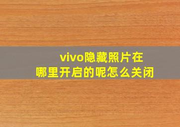 vivo隐藏照片在哪里开启的呢怎么关闭