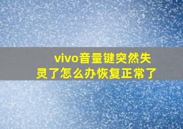 vivo音量键突然失灵了怎么办恢复正常了