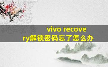 vivo recovery解锁密码忘了怎么办