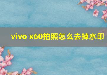 vivo x60拍照怎么去掉水印