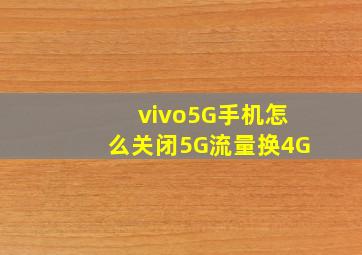 vivo5G手机怎么关闭5G流量换4G