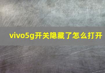 vivo5g开关隐藏了怎么打开