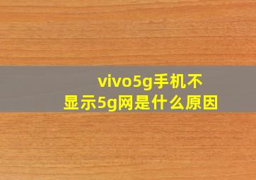 vivo5g手机不显示5g网是什么原因