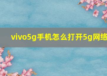 vivo5g手机怎么打开5g网络