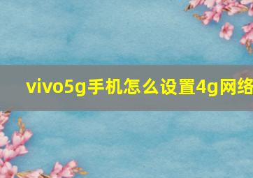 vivo5g手机怎么设置4g网络