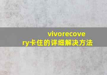 vivorecovery卡住的详细解决方法