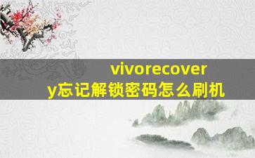 vivorecovery忘记解锁密码怎么刷机