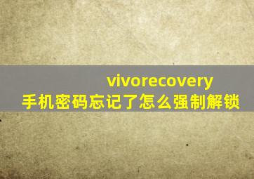 vivorecovery手机密码忘记了怎么强制解锁