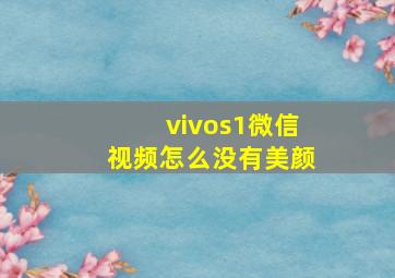 vivos1微信视频怎么没有美颜