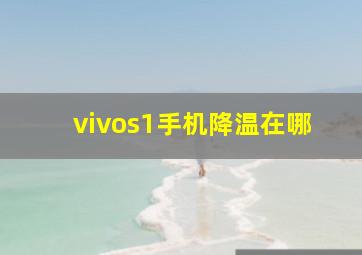 vivos1手机降温在哪